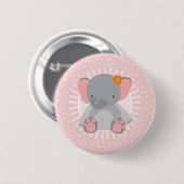 Niedlich Baby Elephant Pink Gray Button (Vorne & Hinten)