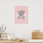 Niedlich Baby Elephant Pink Gray Poster (Küche)