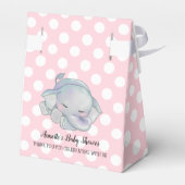 Niedlich Baby Elephant Pink Polka Dots Baby Dusche Geschenkschachtel (Rückseite)