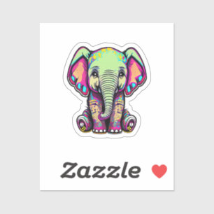 Niedlich Baby Elephant sitzend digitale Abbildung Aufkleber