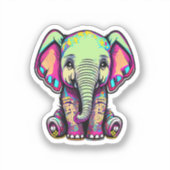 Niedlich Baby Elephant sitzend digitale Abbildung Aufkleber (Vorderseite)