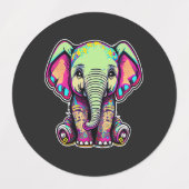 Niedlich Baby Elephant sitzend digitale Abbildung Etiketten (Design 1)