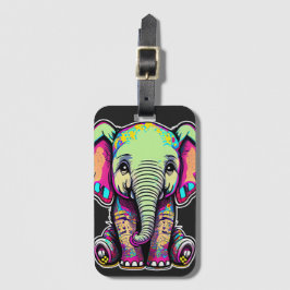 Niedlich Baby Elephant sitzend digitale Abbildung Gepäckanhänger