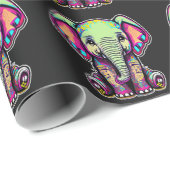 Niedlich Baby Elephant sitzend digitale Abbildung Geschenkpapier (Rolleneckpunkt)