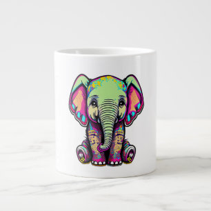 Niedlich Baby Elephant sitzend digitale Abbildung Jumbo-Tasse