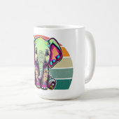 Niedlich Baby Elephant sitzend digitale Abbildung Kaffeetasse (VorderseiteRechts)