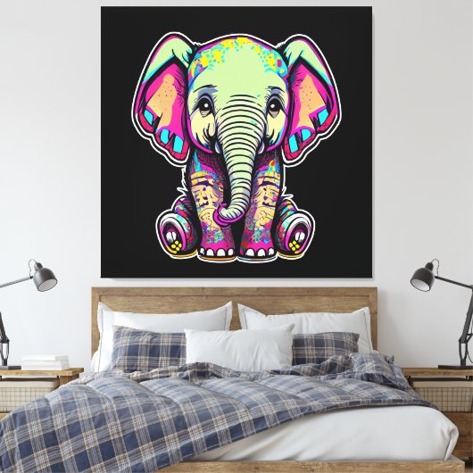 Niedlich Baby Elephant sitzend digitale Abbildung Leinwanddruck (Insitu (Schlafzimmer))