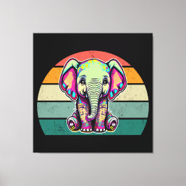 Niedlich Baby Elephant sitzend digitale Abbildung Leinwanddruck