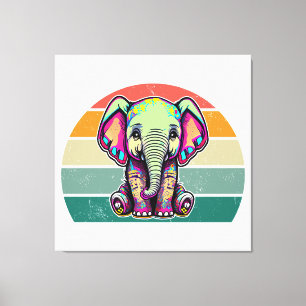 Niedlich Baby Elephant sitzend digitale Abbildung Leinwanddruck