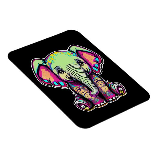 Niedlich Baby Elephant sitzend digitale Abbildung Magnet (Rechte Seite)