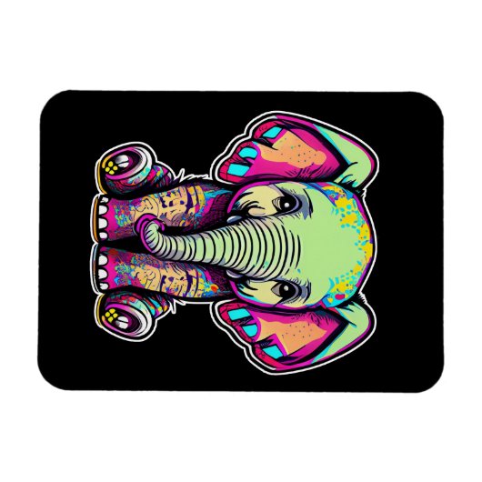 Niedlich Baby Elephant sitzend digitale Abbildung Magnet (Horizontal)