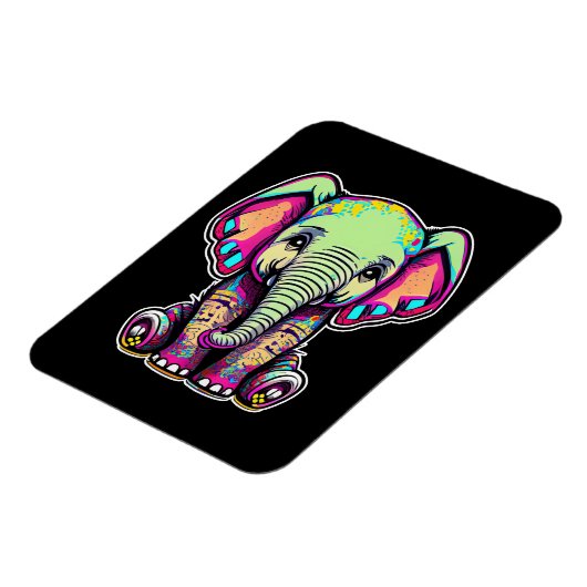 Niedlich Baby Elephant sitzend digitale Abbildung Magnet (Linke Seite)