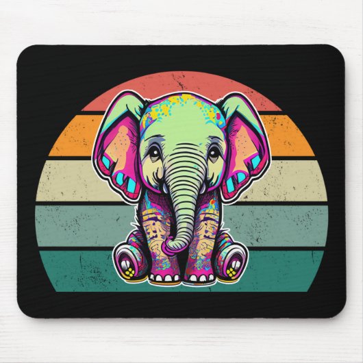 Niedlich Baby Elephant sitzend digitale Abbildung Mousepad (Vorne)