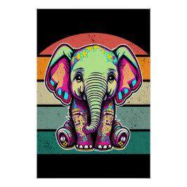 Niedlich Baby Elephant sitzend digitale Abbildung Poster