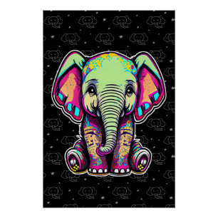 Niedlich Baby Elephant sitzend digitale Abbildung Poster