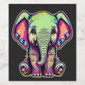 Niedlich Baby Elephant sitzend digitale Abbildung Weinetikett (Einzelnes Label)