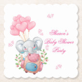 Niedlich Baby Elephant und Balloon | Babydusche Untersetzer (Vorderseite)