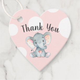 Niedlich Baby Elephant und Polka Dots Vielen Dank Geschenkanhänger