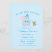 Niedlich Baby Elephant und Teddy Bear Baby Dusche Einladung (Vorne/Hinten)