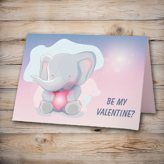 Niedlich Baby Elephant Valentine Card Feiertagskarte