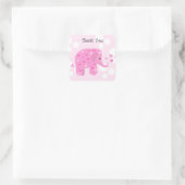 Niedlich Baby Elephant Vielen Dank Quadratischer Aufkleber (Tasche)