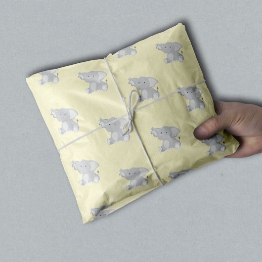 Niedlich Baby Elephant Yellow Polka Dots Seidenpapier