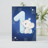 Niedlich Baby Elephant zum ersten Geburtstag Einladung (Stehend Vorderseite)
