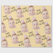 Niedlich Baby Face Birthday | Personalisiertes Fot Geschenkpapier (Flach)