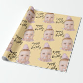 Niedlich Baby Face Birthday | Personalisiertes Fot Geschenkpapier (Ungerollt)
