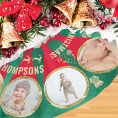 Niedlich Baby Family Meilenstein 12 Foto Collage W Polyester Weihnachtsbaumdecke