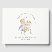 Niedlich Baby Feet Blue Floral Boy Babydusche Gästebuch (Vorderseite)