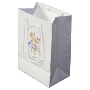 Niedlich Baby Feet Blue Floral Boy Babydusche Mittlere Geschenktüte