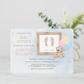 Niedlich Baby Feet Watercolor Blue Baby Dusche Mod Einladung (Stehend Vorderseite)