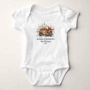 Niedlich Baby First Christmas Deer Blumenwelt Mode Strampler