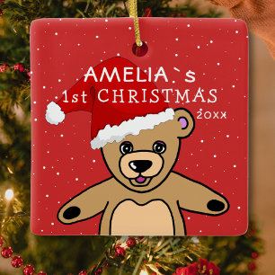 Niedlich Baby First Christmas Teddy Bear Weihnacht Keramikornament