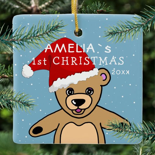 Niedlich Baby First Christmas Teddy Bear Weihnacht Keramikornament