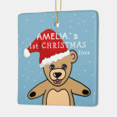 Niedlich Baby First Christmas Teddy Bear Weihnacht Keramikornament (Links)