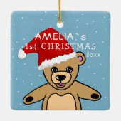 Niedlich Baby First Christmas Teddy Bear Weihnacht Keramikornament (Rückseite)