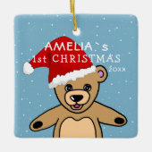 Niedlich Baby First Christmas Teddy Bear Weihnacht Keramikornament (Vorderseite)