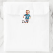 Niedlich Baby Football Player Quadratischer Aufkleber (Tasche)