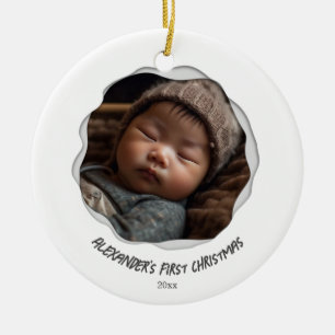 Niedlich Baby Foto First Frohe Weihnachten Keramik Ornament