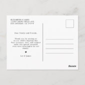 Niedlich Baby Foto Taufe Vielen Dank Postkarte (Rückseite)