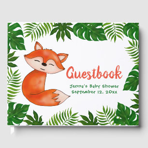 Niedlich Baby Fox   Babydusche   Tropische Blätter Gästebuch
