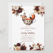 Niedlich Baby Fox | Birthday Tee Party Einladung (Vorderseite)