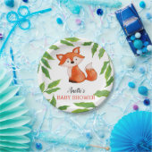 Niedlich Baby Fox | BLÄTTER | Woodland Babydusche Pappteller (Party)