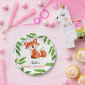 Niedlich Baby Fox | BLÄTTER | Woodland Babydusche Pappteller (Party)