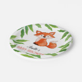 Niedlich Baby Fox | BLÄTTER | Woodland Babydusche Pappteller (Schrägansicht)