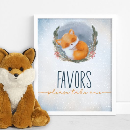Niedlich Baby Fox Snowly Winter Baby Dusche bevorz Poster