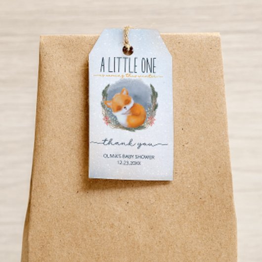 Niedlich Baby Fox Snowly Winter Baby Dusche Danke Geschenkanhänger