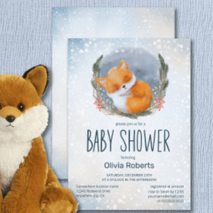 Niedlich Baby Fox Snowly Winter Baby Dusche Einladung